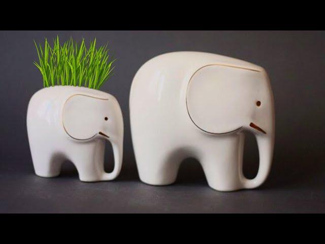 DIY Elephant Planter Pot | White cement crafts