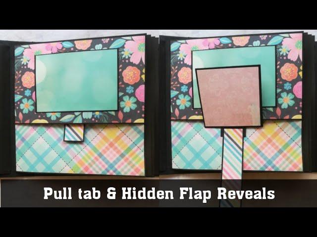 Pull tab and hidden flap reveals | Pop-up page idea | Interactive card idea | pull tab slider card