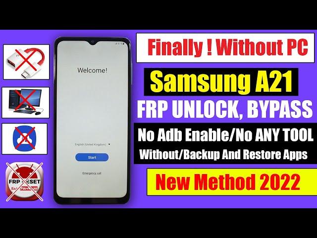 Samsung A21 Android 11/12 FRP Bypass Without PC | New Method