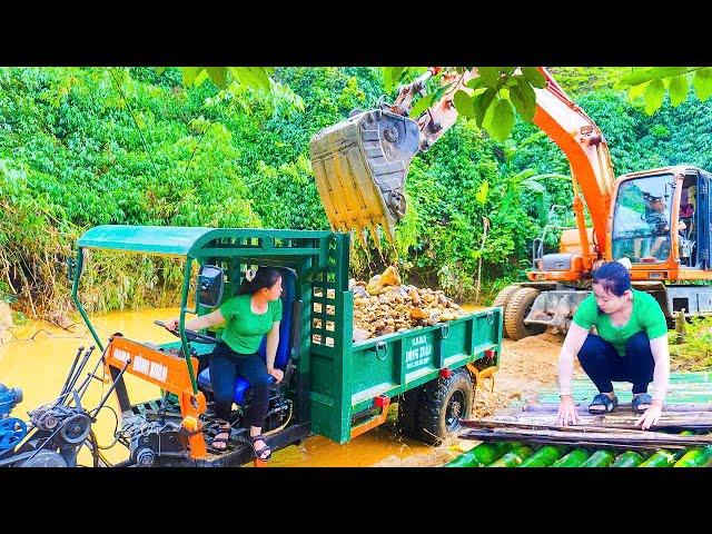 Rent an Excavator To Renovate The Farm After Big Flood - Rebuild The Bridge | Hồng Vân Daily Life