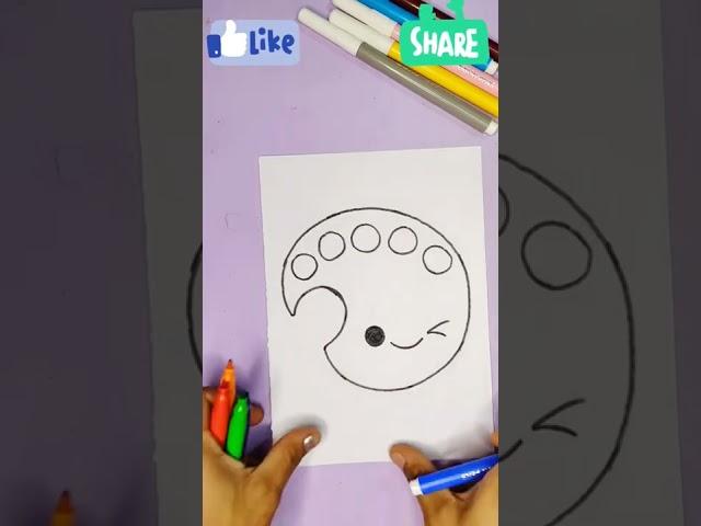 Easy To Draw Colour Mixing Tray #shorts #ytshorts #art #painting #drawing