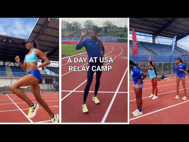 Gabby Thomas training with Team USA relay camp Olympics