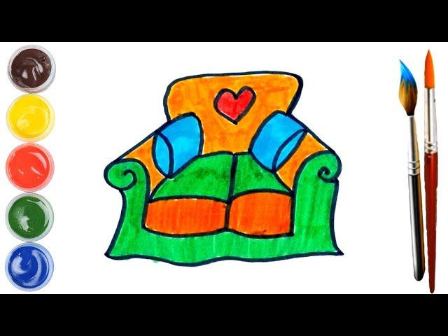 Как нарисовать диван / How to Draw Sofa For Children