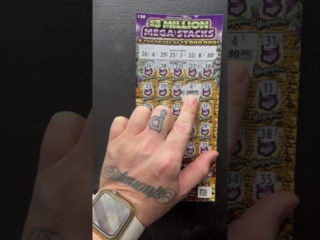 Big Win PA Lottery $30 3 Million Mega Stacks (10x Multiplier)