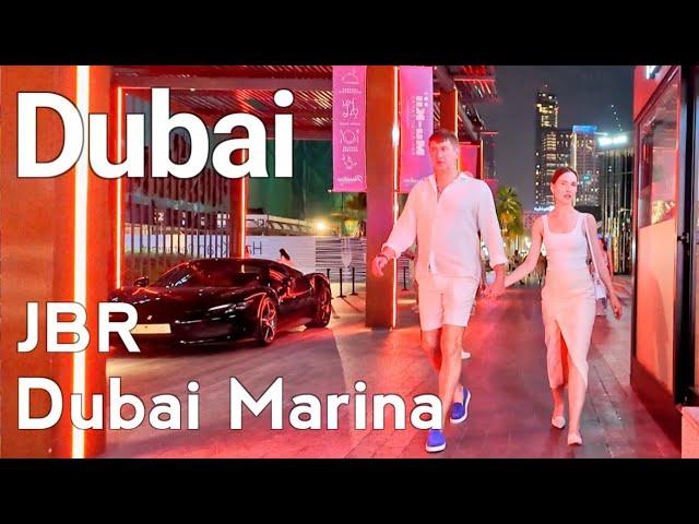 Dubai [4K] Amazing JBR, Dubai Marina Night Walking Tour 