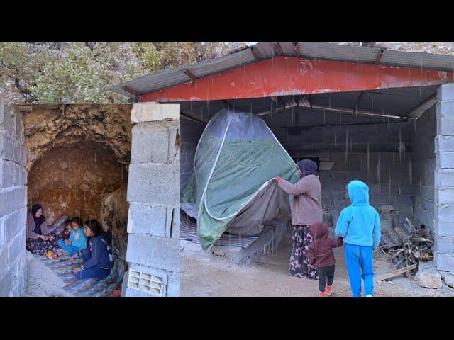 A shelter from the storm: The rain storm surprised the mother and her three daughters