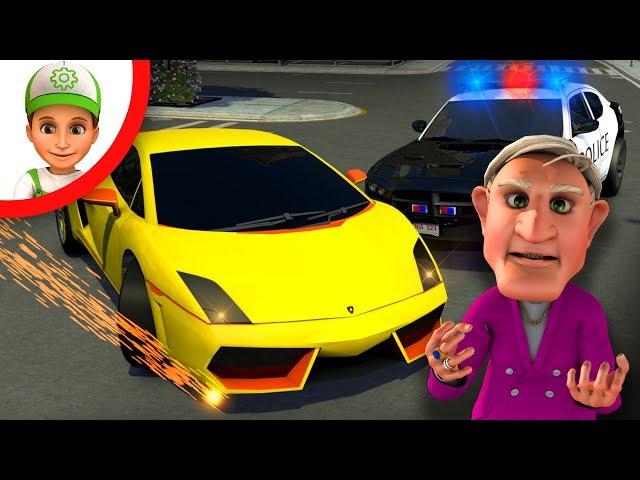 Cartoon about police bandit super car racing. compilation - Handy Andy and friends