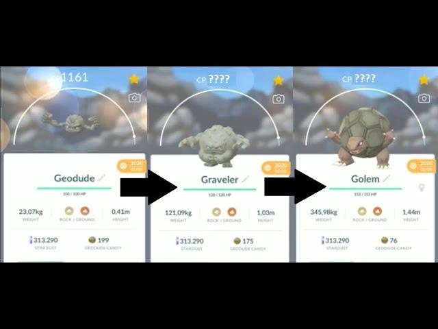 GEODUDE evolution into GRAVELER and into GOLEM in Pokemon GO!!!