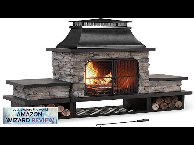 Sunjoy Outdoor Fireplace Patio Wood Burning Fireplace with Steel Chimney Mesh Spark Review