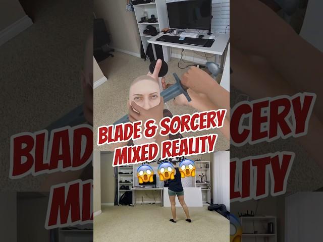 Wife playing Blade and Sorcery Mixed Reality on Quest 3! #vr #mixedreality #quest3 #bladeandsorcery