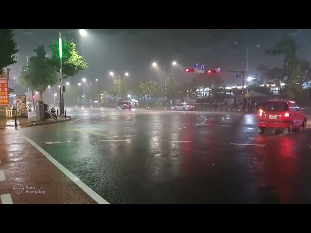 9 Hour Ultra Heavy Rain Walk in Korea. Relaxing Sound for Sleep Study Meditation. White Noise ASMR.