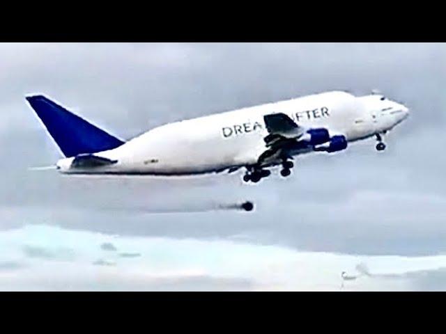 Giant Plane Drops Wheel On Takeoff