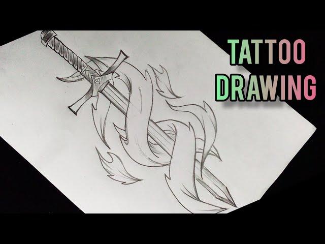 How To Draw A Sword Tattoo || Easy Tattoo Drawing