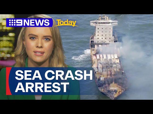 Captain arrested over oil tanker, cargo ship collision in UK | 9 News Australia