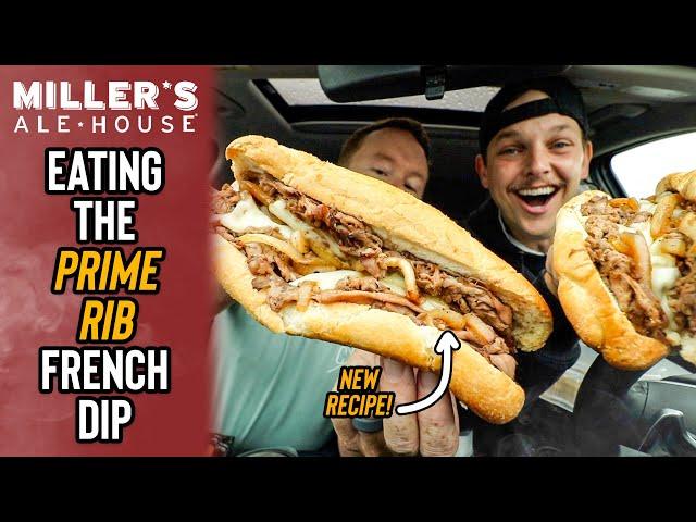 Eating Miller's Ale House's PRIME RIB FRENCH DIP Sandwich | *Brand New Recipe* 