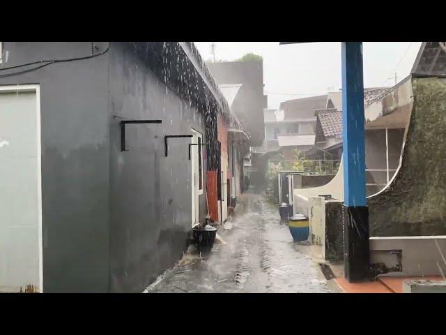 Unexpected Massive Downpour in My Village Creates the Perfect Sleeping Atmosphere | Rain Walk