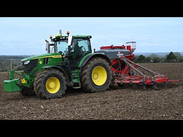 Seed Drilling with John Deere 6R 215 & Weaving Sabre Tine - Loading with Kramer