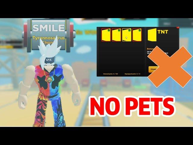 NO PETS challenge on Roblox Strongman Simulator