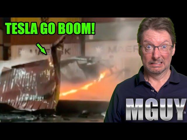 Shipping container BLOWN APART by flooded Tesla | MGUY Australia