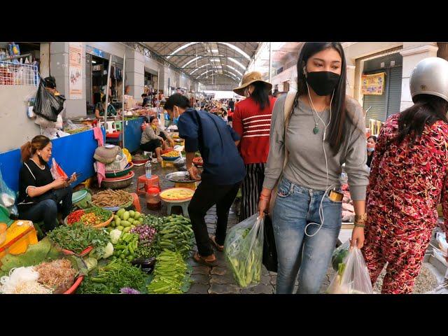 Walk Around Boeng Trabek Market In Phnom Penh | Daily Lifestyle of Vendor - Cambodian food