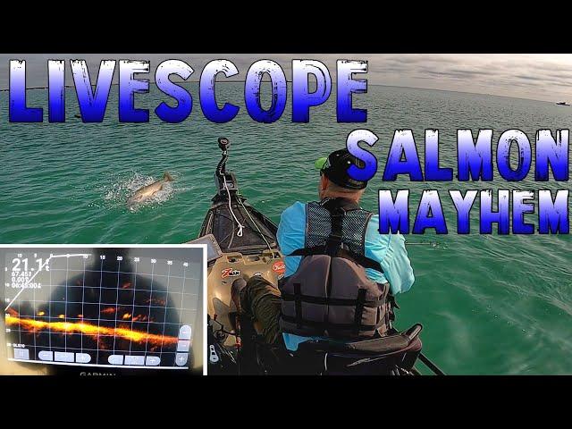 Kayak Fishing for Giant Lake Michigan King Salmon!!! Insane Livescope Reactions You WON'T BELIEVE!