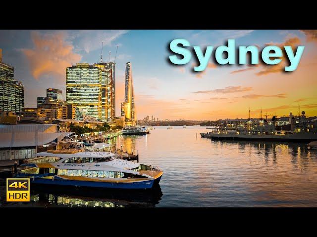 Sydney Australia - Magical Sunset at Darling Harbour | 4K HDR Walking Tour