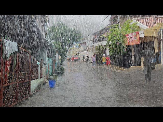 heavy rain in my village | raining all day very cold | fell asleep immediately to the sound of rain