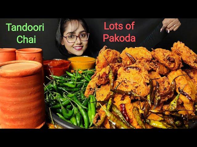 Eating Pakoda Challenge, Tandoori Chai | Big Bites | Asmr Eating | Mukbang