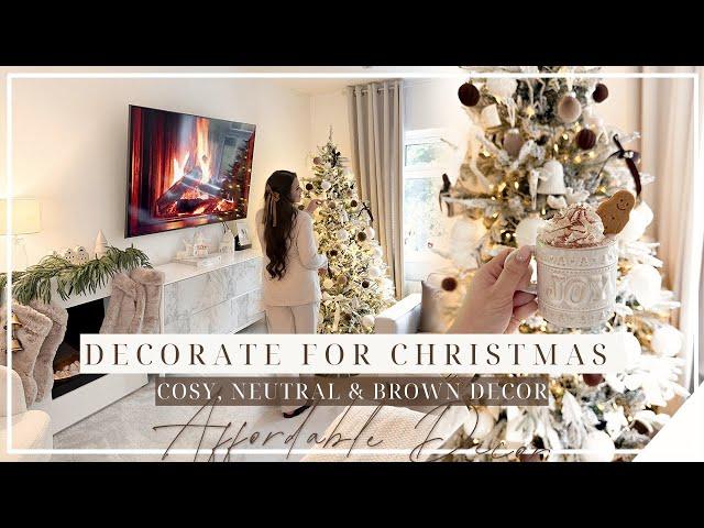 DECORATE FOR CHRISTMAS | AFFORDABLE DECORATIONS | NEUTRAL, BROWN & COSY DECOR!