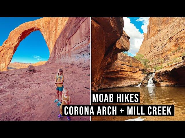 Exploring Moab without National Parks | Corona Arch + Mill Creek | Kid-friendly hikes in Moab 