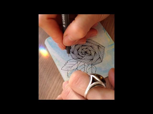 Drawing TriRose tangle pattern by Alena light