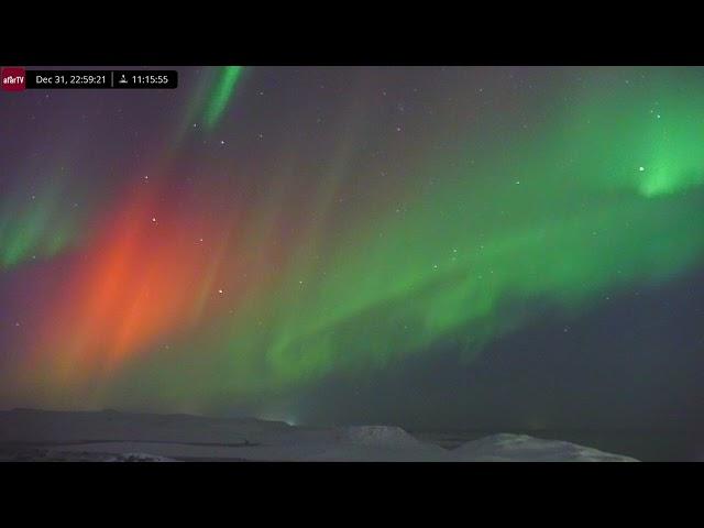 Dec 31, 2024: Bright Aurora Colours Light up the Sky on New Years Eve in Iceland