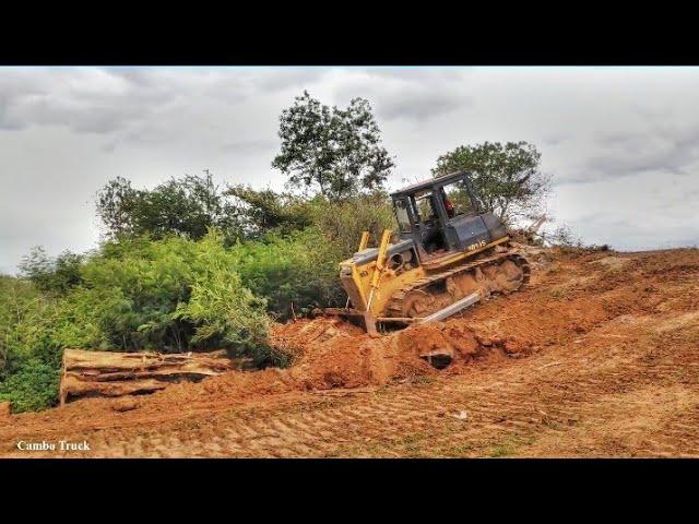 Star new Loading With Shantui Bulldozer Pushing Stones tree Filling clearing Forest​​​ and grass