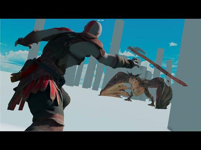 Kratos vs Tyrant Dragon Animation Test