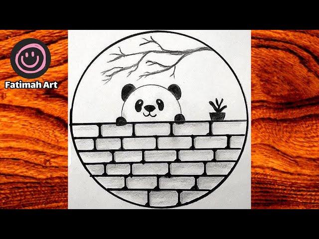 Circle drawing panda drawingseasy circle drawing easy circle scenery: panda drawing in circle⭕