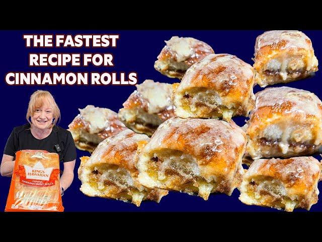 The Fastest Recipe for Cinnamon Rolls using KING'S HAWAIIAN ROLLS. Melts in your mouth goodness.