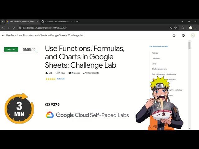 Use Functions, Formulas, and Charts in Google Sheets: Challenge Lab | #qwiklabs | #GSP379