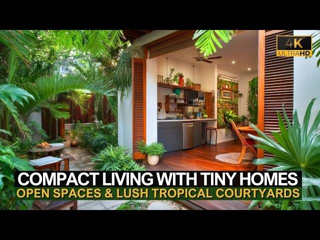 Compact Living with Tiny Homes: Cozy, Budget-Friendly Open Spaces & Lush Tropical Courtyards