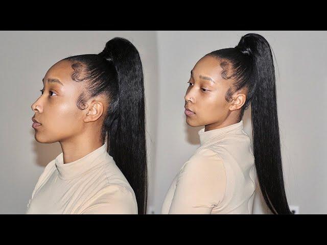 How to Long Sleek Pony on Natural Hair w/Kayes Fab Hair