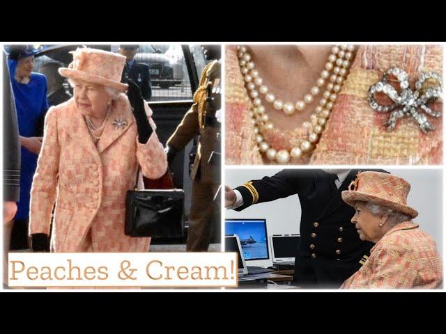 Queen Elizabeth In NEW Angela Kelly ‘Peaches & Cream’ Outfit Visits RAF Marham 2020