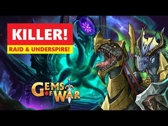 Gems Of War Raid Boss & Underspire! KILLER SKULL Fast Best Teams!