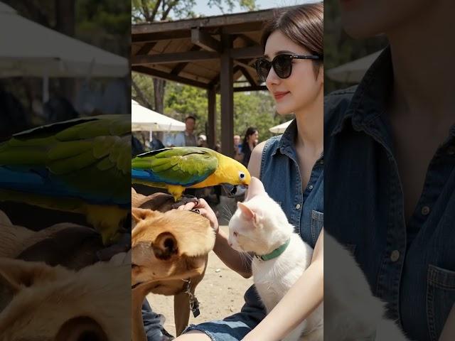 EP. 16. Fantasy Story about Pets. The parrot, cat and dog's adorable meet - up at the zoo!  #cute