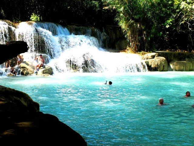 Kuang Si Falls, Luang Prabang, waterfalls in Laos HD 1080p