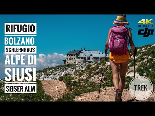 Rifugio Bolzano Schlernhaus e Monte Pez da Compatsch, con rientro a Siusi a piedi. Seiser Alm 