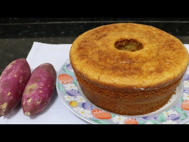 BOLO FEITO COM BATATA DOCE CRUA FOFINHO MASSA LEVE COMO VOCÊ NUNCA VIU IGUAL!