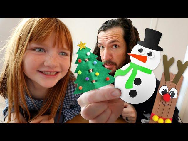 CHRiSTMAS CRAFTS with Adley and Dad!!  How to make Paper Snowflakes, Tree Decorations, & Snowman diy