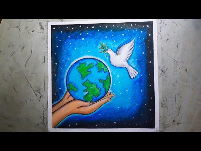 How to draw International Peace day poster for beginners - step by step