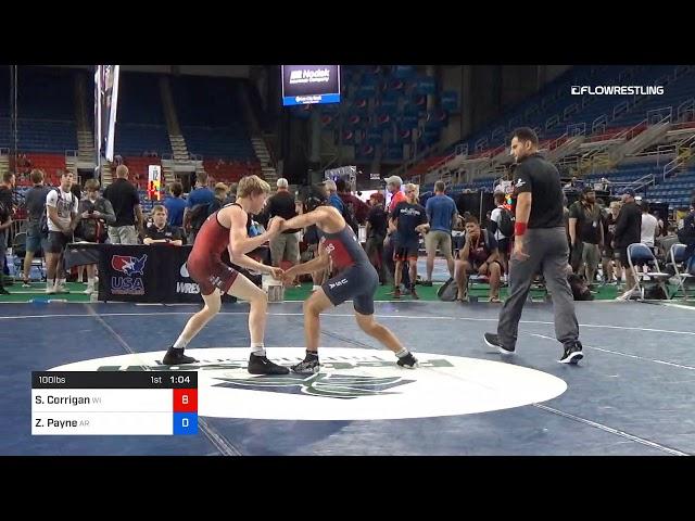 100 Lbs Rnd Of 32 Shane Corrigan Wisconsin Vs Zander Payne Arkansas