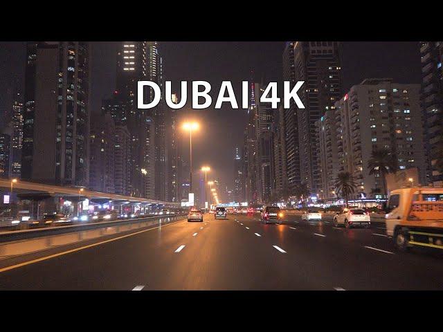 Dubai's Main Road - Late Night Drive - Dubai 4K