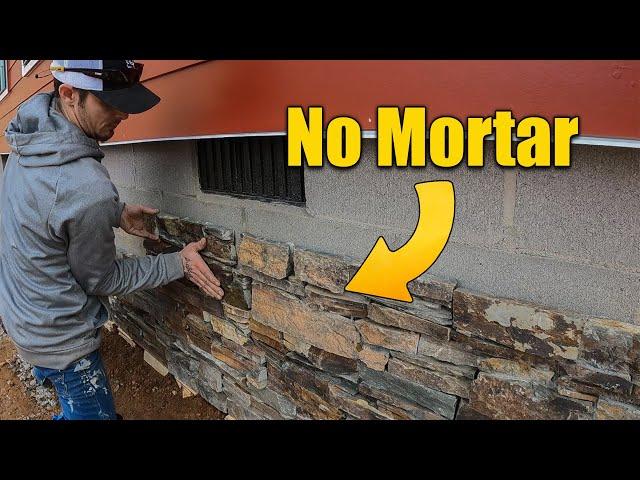 Stone Veneer on Foundation DIY with Adhesive